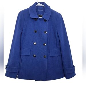 Calvin Klein Wool Coat Women ,Royal Blue Wool Blend Sz 8.